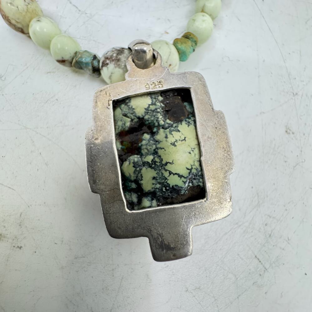 Vintage Beaded Rare Spotted Jasper & Sterling Silver Pendant Necklace - Picture 6 of 9